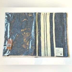 ANAYA SO SOFT LINEN PILLOW COVER | 14” x 20” | CHAMBRAY BLUE/ WHITE STRI…